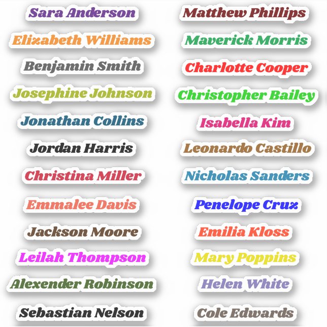 Back to School Custom Multiple Name Stickers (Front)