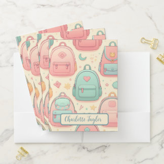 Back to School custom name backpacks parttern Pocket Folder