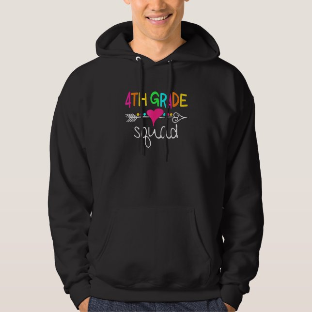 Back To School Cute 4th Grade Squad Fourth Teacher Hoodie (Front)