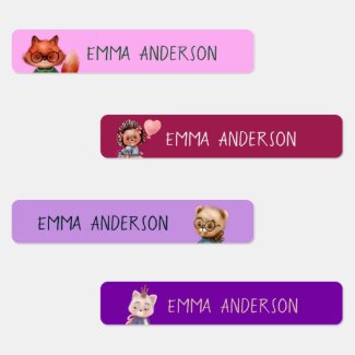 Back to school Cute Animals Custom Pastel name