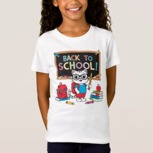 Back to School Cute Cat T-Shirt – Fun Kids Design