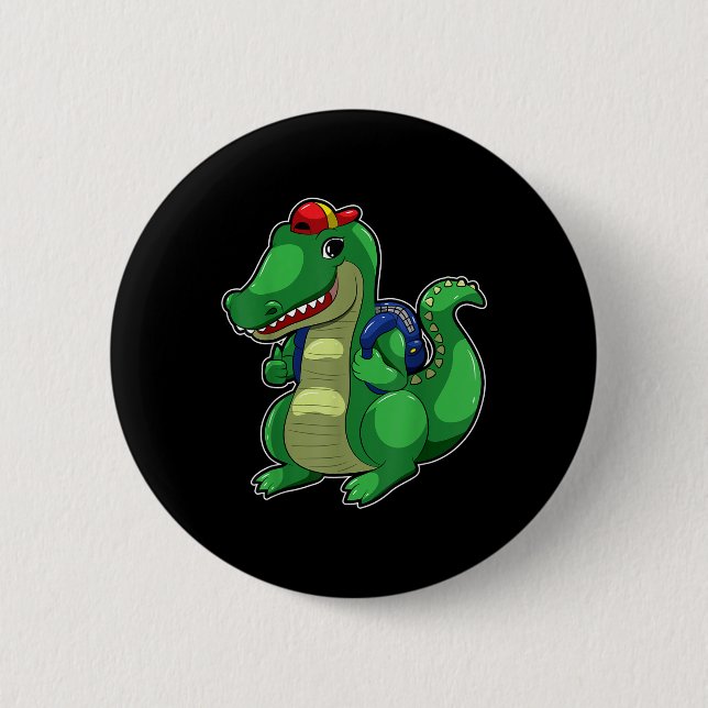 Back To School Cute Crocodile Funny Croc Backpack  Button (Front)