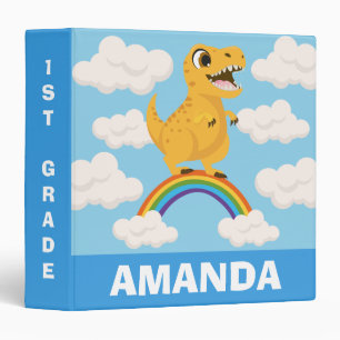 Back to School Cute Dinosaur T rex Jurassic 3 Ring Binder