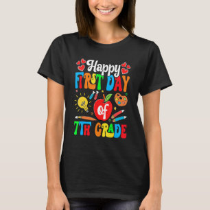 Back To School Cute Happy First Day Of 7th Grade T-Shirt