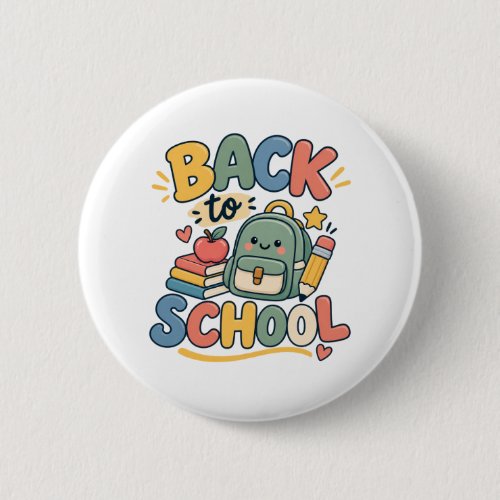 Back to School Cute Kawaii School Supplies Button