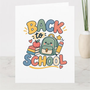 Back to School Cute Kawaii School Supplies Card