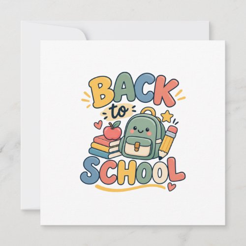 Back to School Cute Kawaii School Supplies Card