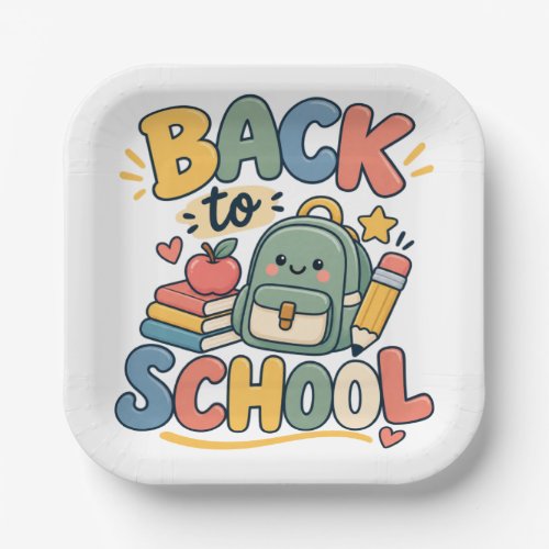 Back to School Cute Kawaii School Supplies Paper Plates