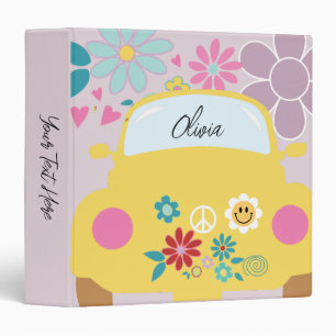 Back to School Cute Kids Name Script Pink Purple  3 Ring Binder