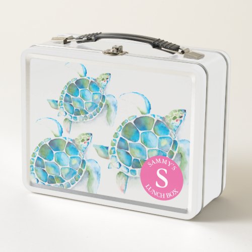 Back To School Cute Kids Sea Turtle Metal Lunch Box