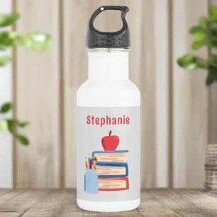 Back to School Cute Kids Teacher Name  Stainless Steel Water Bottle