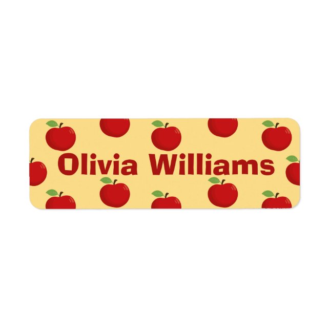 Back to School Cute Red Apple Pattern Label (Front)