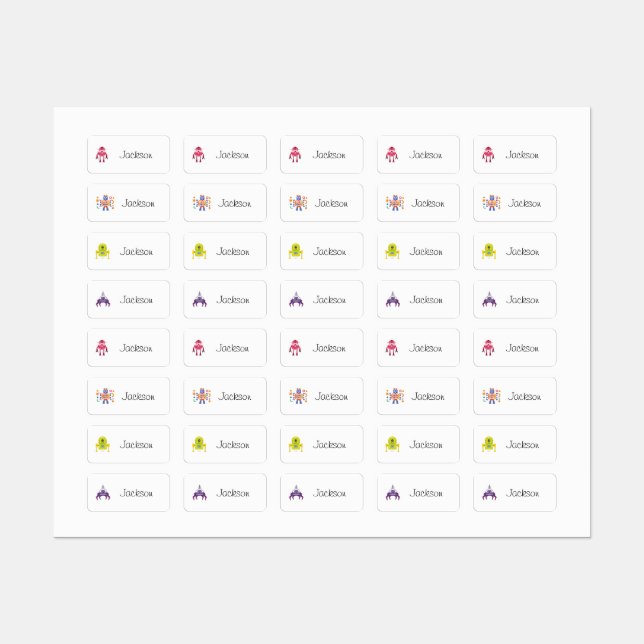 Back to School Cute Robots Waterproof Labels (Sheet)