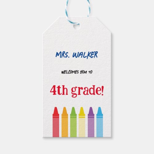 Back to School Cute Teacher Welcome Crayons  Gift Tags
