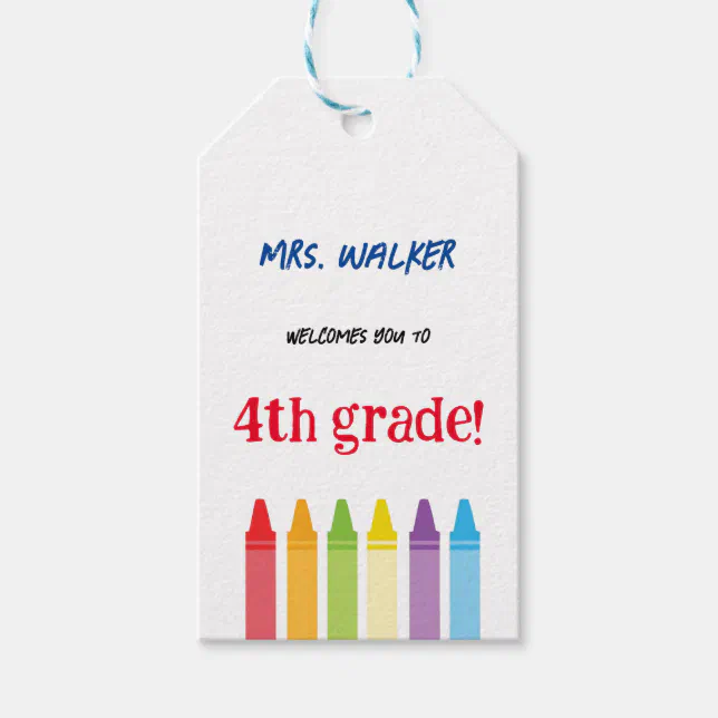 Back to School Cute Teacher Crayons Gift Tags Zazzle