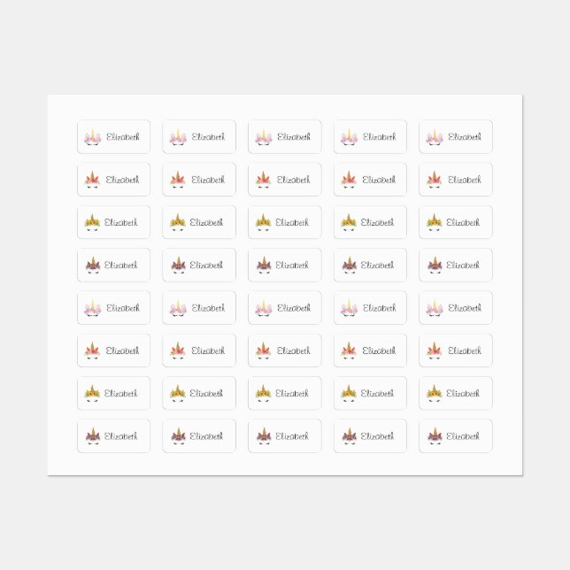 Back to School Cute Unicorns Waterproof Labels (Sheet)