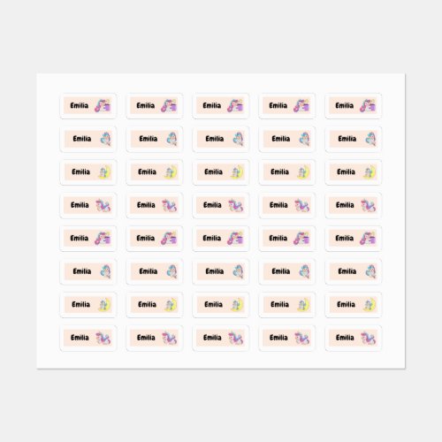 Back to School Cute Unicorns Waterproof Labels