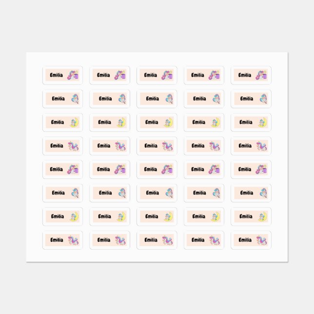 Back to School Cute Unicorns Waterproof Labels (Sheet)