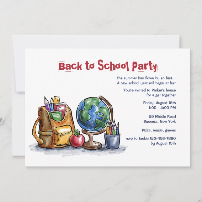 Back to School Day Party Invitation (Front)