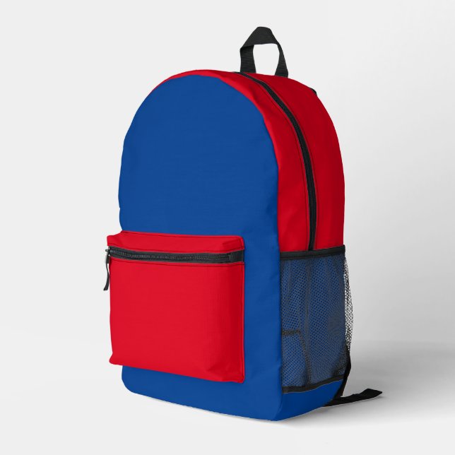Back To School Deep Blue And Red  Printed Backpack (Back Corner Right)