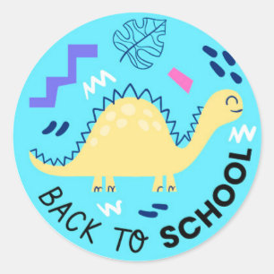 Back to School Dinosaur Classic Round Sticker