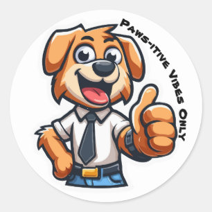 Back to School Dog Cheerful Cartoon Pup Classic Round Sticker