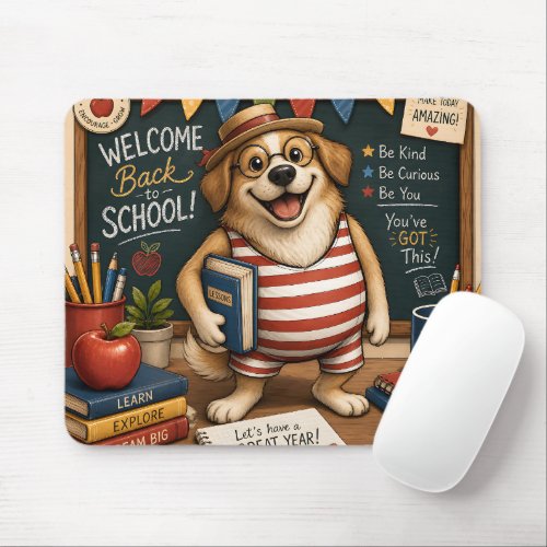 Back to School Dog PNG, Cute Teacher Dog design Mouse Pad