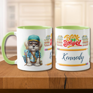 Back To School Dog Wearing Backpack Personalized Mug