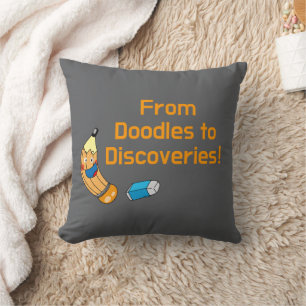 Back to School Doodles and Discovery Throw Pillow