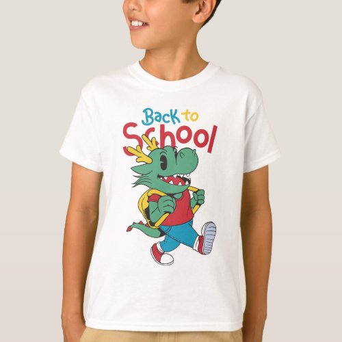 Back to school dragon cartoon design T_Shirt