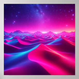 Back to School Dream Neon Desert Scene Poster