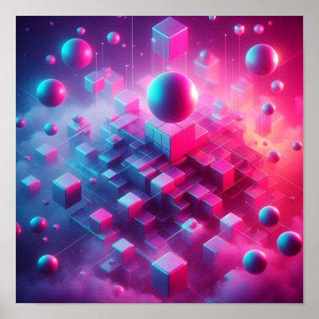 Back to School Dreamy Neon Floating Vision Poster (Front)