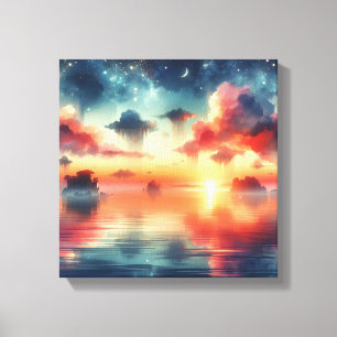 Back to School Dreamy Ocean Coral Glow Canvas Print