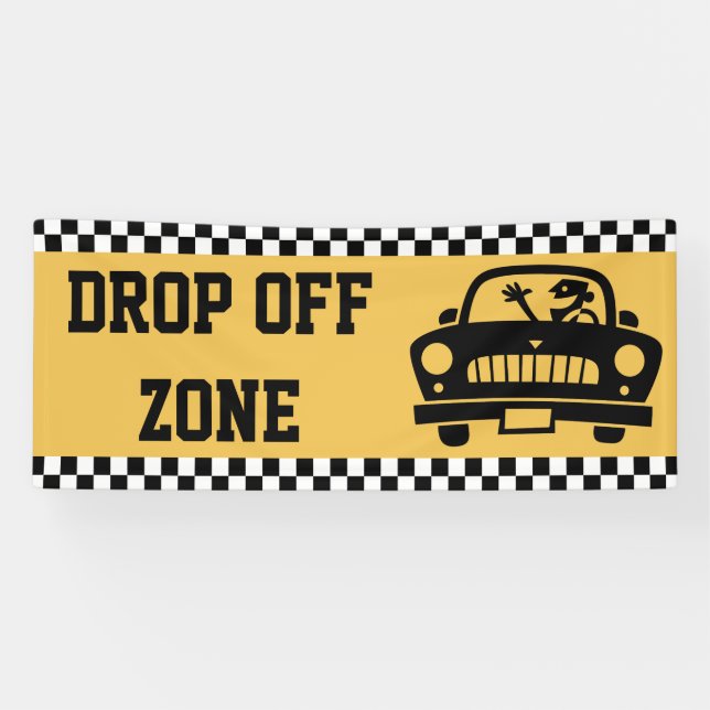 Back To School - Drop Off Zone Checkered Racing Banner (Horizontal)