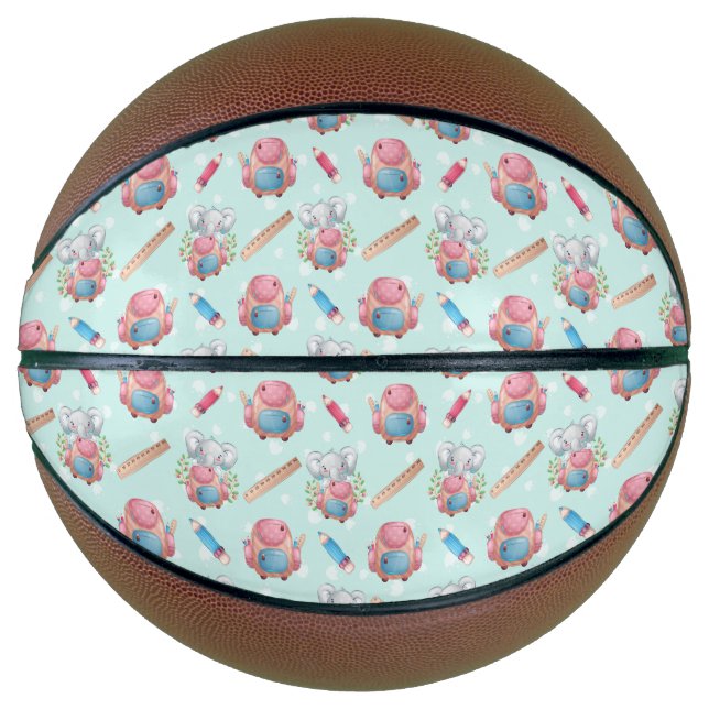 Back to School Elephant Pattern Basketball (Front)