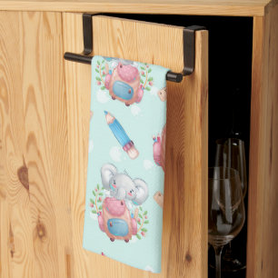Back to School Elephant Pattern Kitchen Towel
