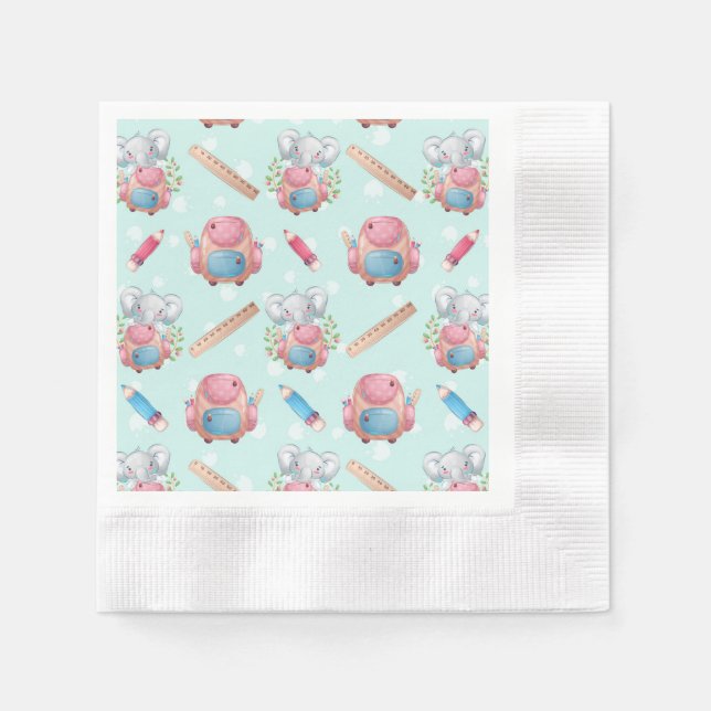 Back to School Elephant Pattern Napkins (Front)