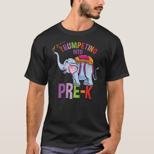 Back To School Elephant Trumpeting Into Pre_K Vint T_Shirt