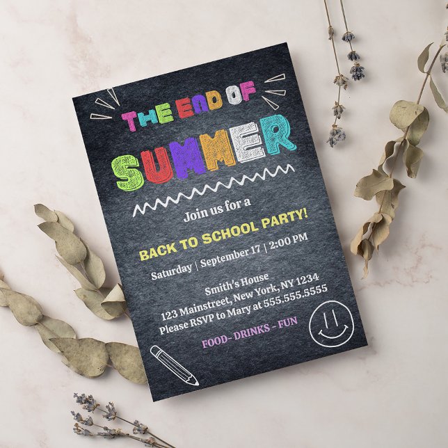 Back to school end of summer Party Invitation (Creator Uploaded)