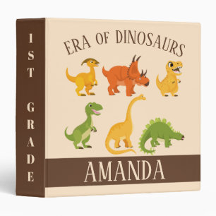 Back to School Era of Dinosaurs Cute Cartoon Dinos 3 Ring Binder