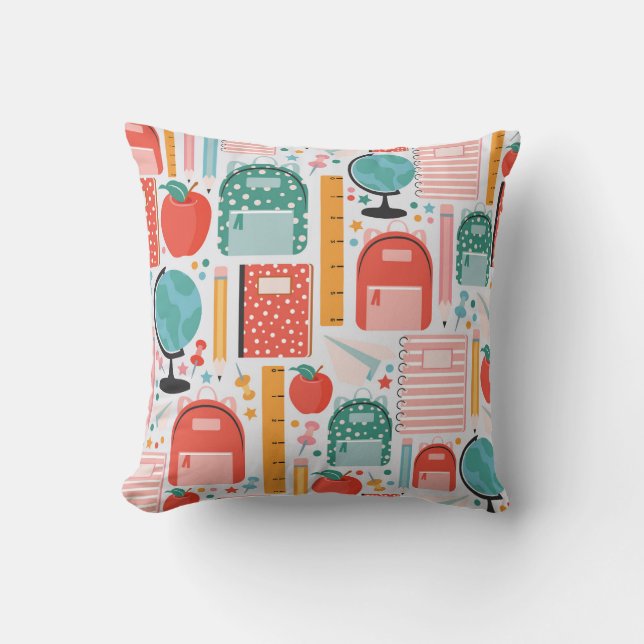 Back-to-School Essentials Pattern Throw Pillow (Front)