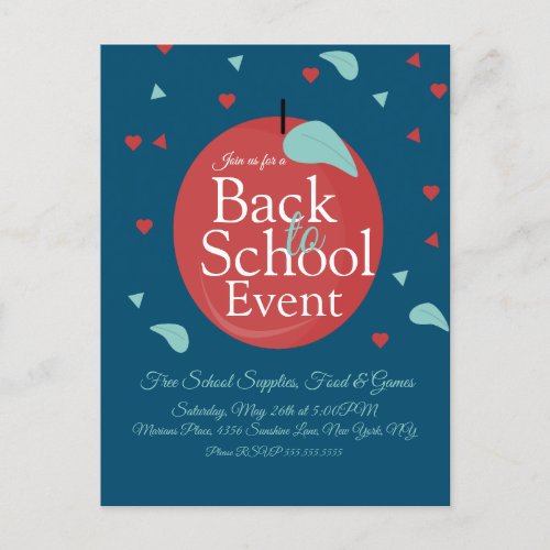 Back to School Event Fall Apple Confetti Flyer Postcard