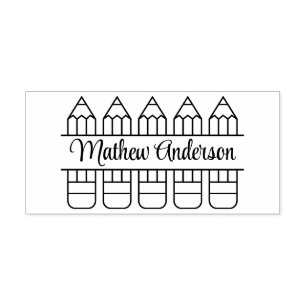 Back to School Family Name Theme Rubber Stamp