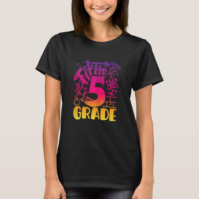 Back To School Fifth 5th Grade Teacher Girls Graff T-Shirt (Front)