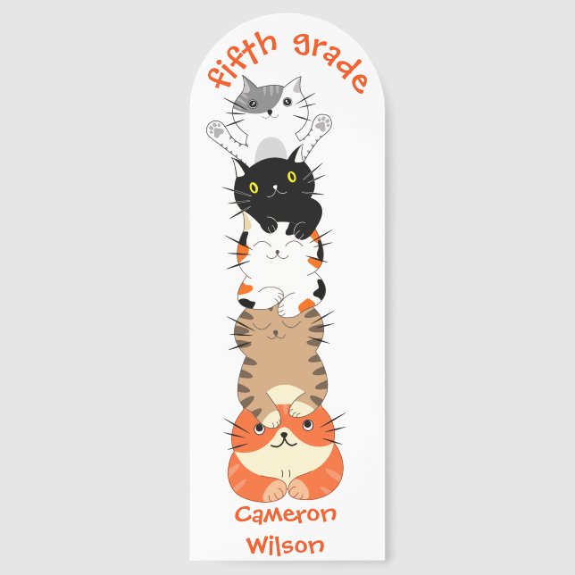 Back to School Fifth Grade Cute Animals Cat Bookmarks (Front)