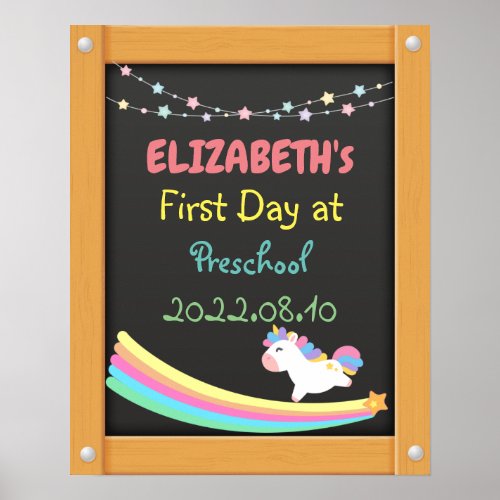 Back to School First Day at Preschool Kids Poster