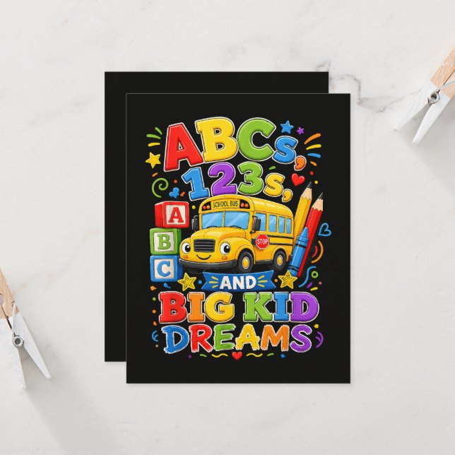 Back to School First Day Big Kid Dreams Invitation (Front/Back In Situ)