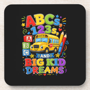 Back to School First Day Big Kid Dreams School Bus Beverage Coaster