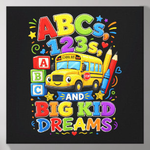 Back to School First Day Big Kid Dreams School Bus Canvas Photo Tile
