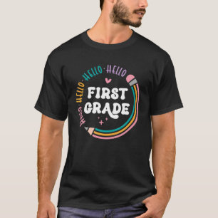 Back To School First Day Hello 1St Grade Rainbow T T-Shirt